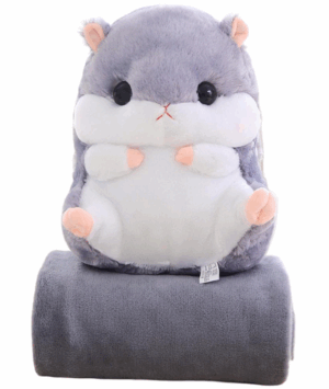 Poduszka z kocem chomik szary