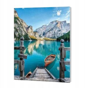 Obraz do MALOWANIA PO NUMERACH-Łódź na jeziorze